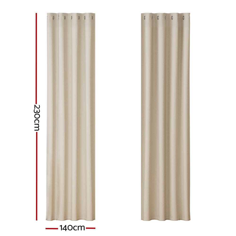 Artiss Home & Garden > Curtains > Curtains & Drapes Artiss 2X Blockout Curtains Eyelet 140x230cm Beige