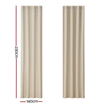 Artiss Home & Garden > Curtains > Curtains & Drapes Artiss 2X Blockout Curtains Eyelet 140x230cm Beige