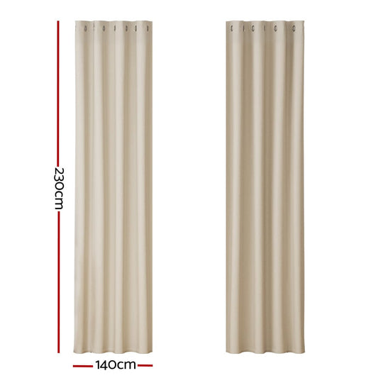 Artiss Home & Garden > Curtains > Curtains & Drapes Artiss 2X Blockout Curtains Eyelet 140x230cm Beige