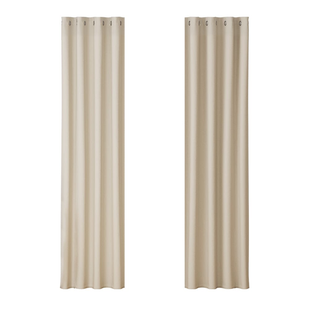 Artiss Home & Garden > Curtains > Curtains & Drapes Artiss 2X Blockout Curtains Eyelet 140x230cm Beige