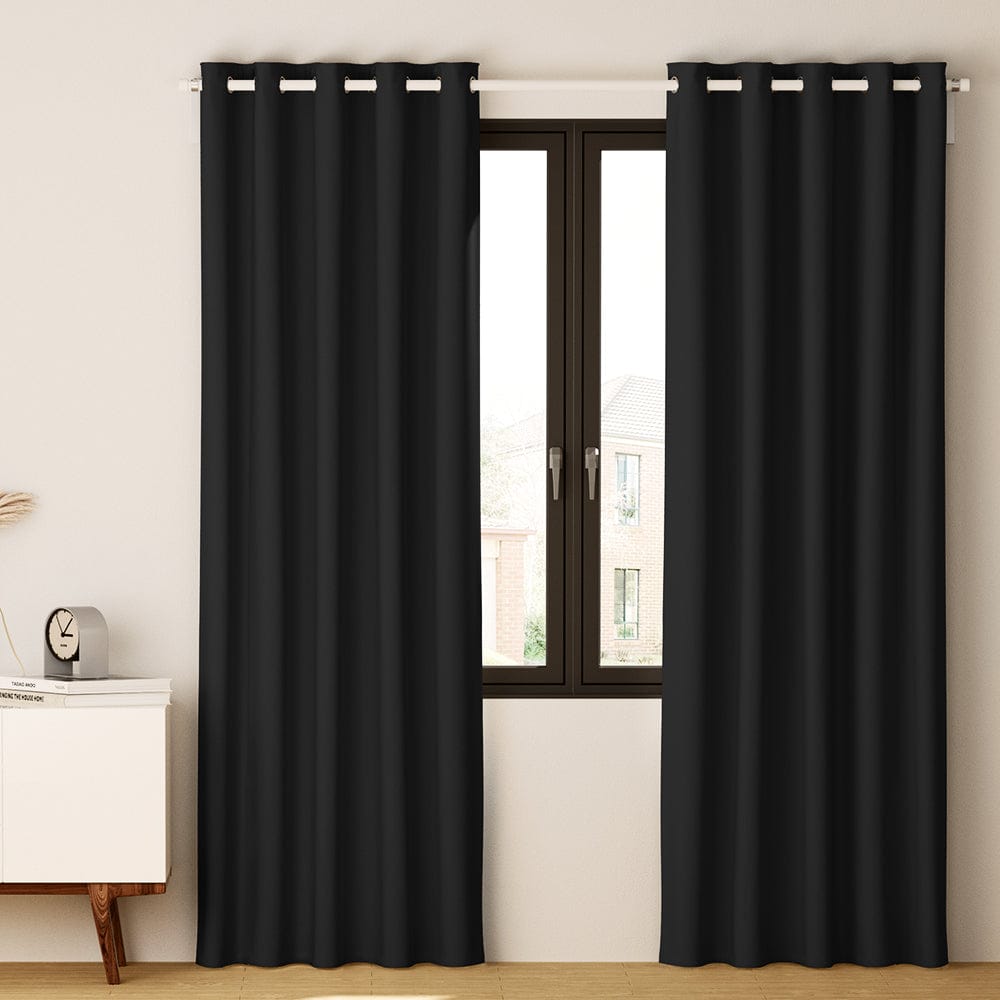 Artiss Home & Garden > Curtains > Curtains & Drapes Artiss 2X Blockout Curtains Eyelet 140x230cm Black