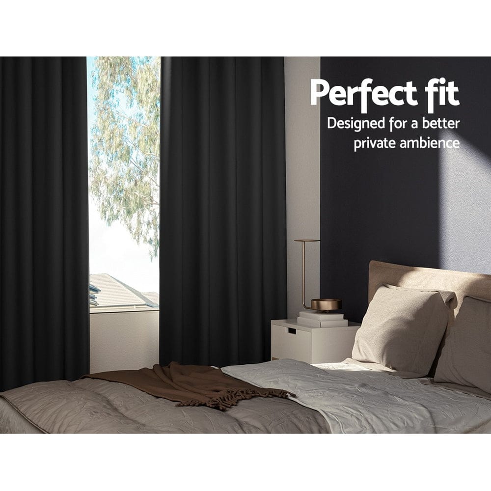 Artiss Home & Garden > Curtains > Curtains & Drapes Artiss 2X Blockout Curtains Eyelet 140x230cm Black