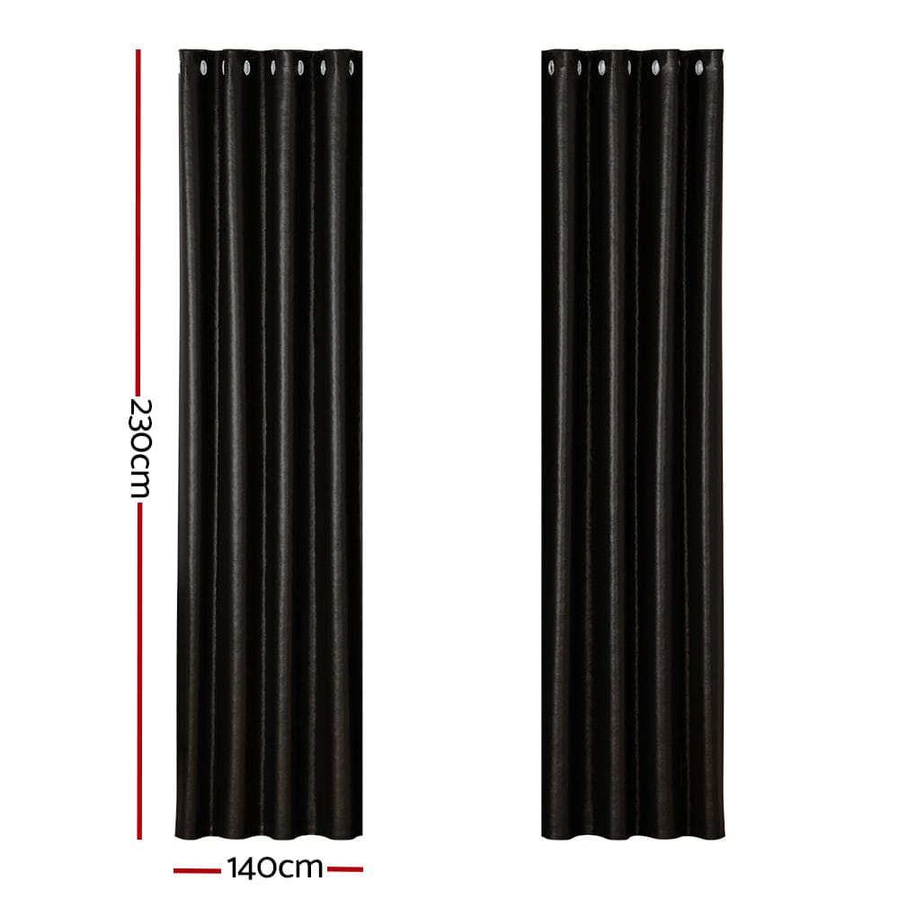 Artiss Home & Garden > Curtains > Curtains & Drapes Artiss 2X Blockout Curtains Eyelet 140x230cm Black Shine