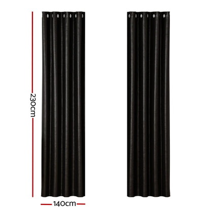 Artiss Home & Garden > Curtains > Curtains & Drapes Artiss 2X Blockout Curtains Eyelet 140x230cm Black Shine