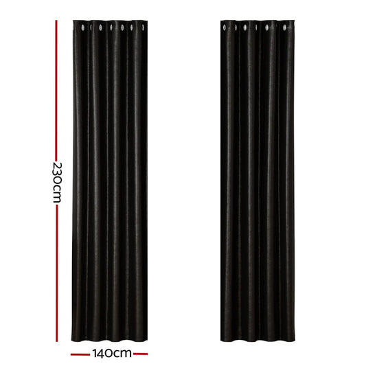 Artiss Home & Garden > Curtains > Curtains & Drapes Artiss 2X Blockout Curtains Eyelet 140x230cm Black Shine