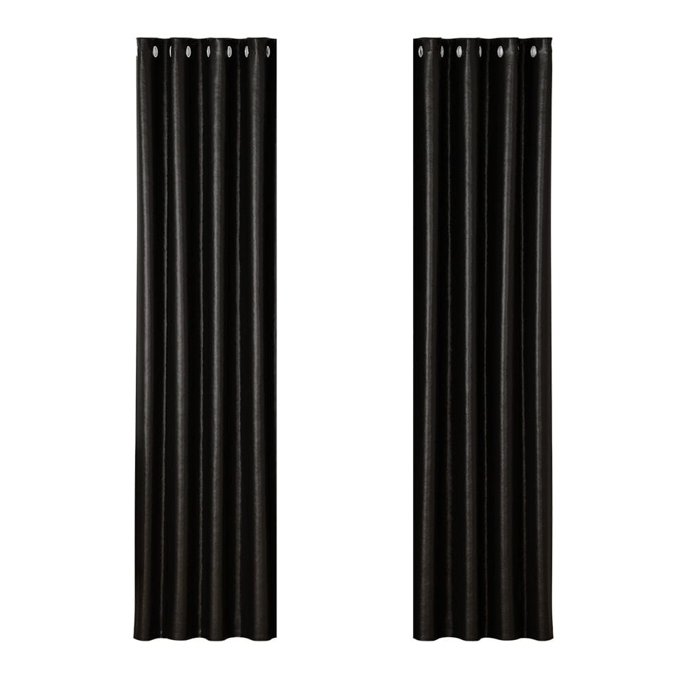 Artiss Home & Garden > Curtains > Curtains & Drapes Artiss 2X Blockout Curtains Eyelet 140x230cm Black Shine