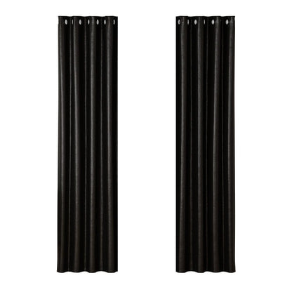 Artiss Home & Garden > Curtains > Curtains & Drapes Artiss 2X Blockout Curtains Eyelet 140x230cm Black Shine