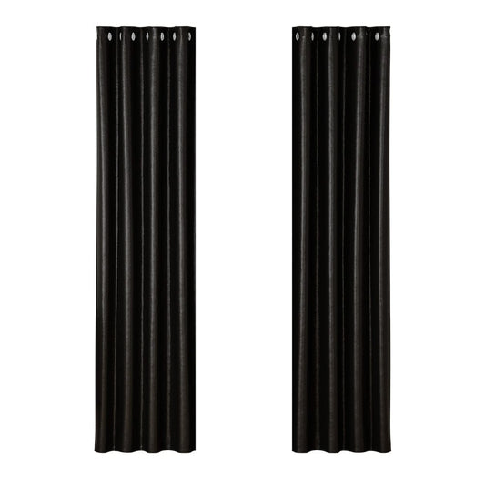 Artiss Home & Garden > Curtains > Curtains & Drapes Artiss 2X Blockout Curtains Eyelet 140x230cm Black Shine