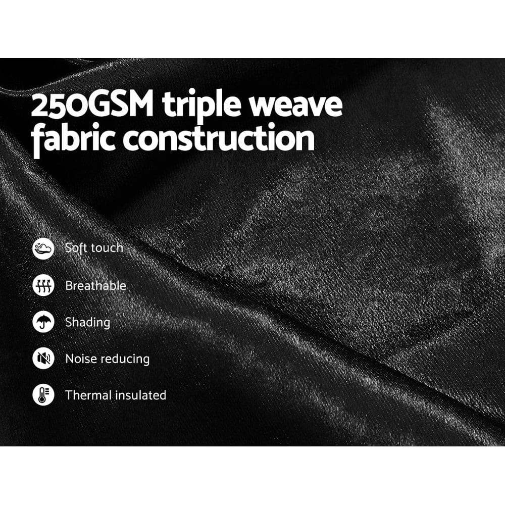 Artiss Home & Garden > Curtains > Curtains & Drapes Artiss 2X Blockout Curtains Eyelet 140x230cm Black Shine