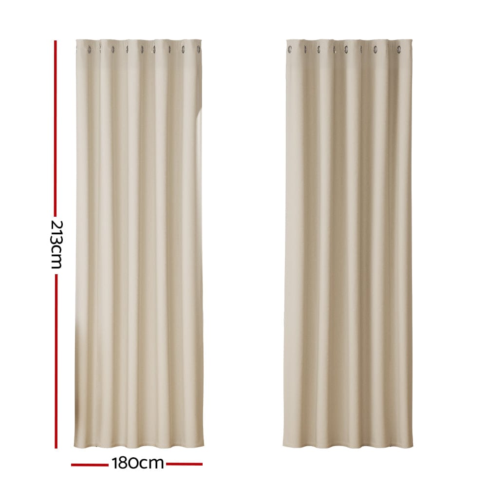 Artiss Home & Garden > Curtains > Curtains & Drapes Artiss 2X Blockout Curtains Eyelet 180x213cm Beige