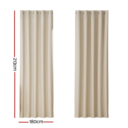 Artiss Home & Garden > Curtains > Curtains & Drapes Artiss 2X Blockout Curtains Eyelet 180x213cm Beige