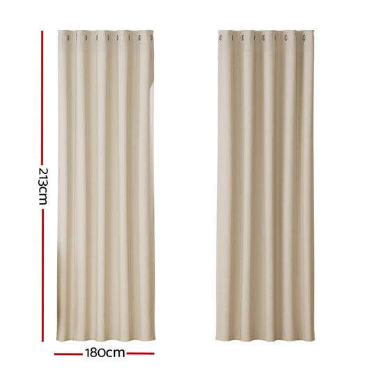Artiss Home & Garden > Curtains > Curtains & Drapes Artiss 2X Blockout Curtains Eyelet 180x213cm Beige