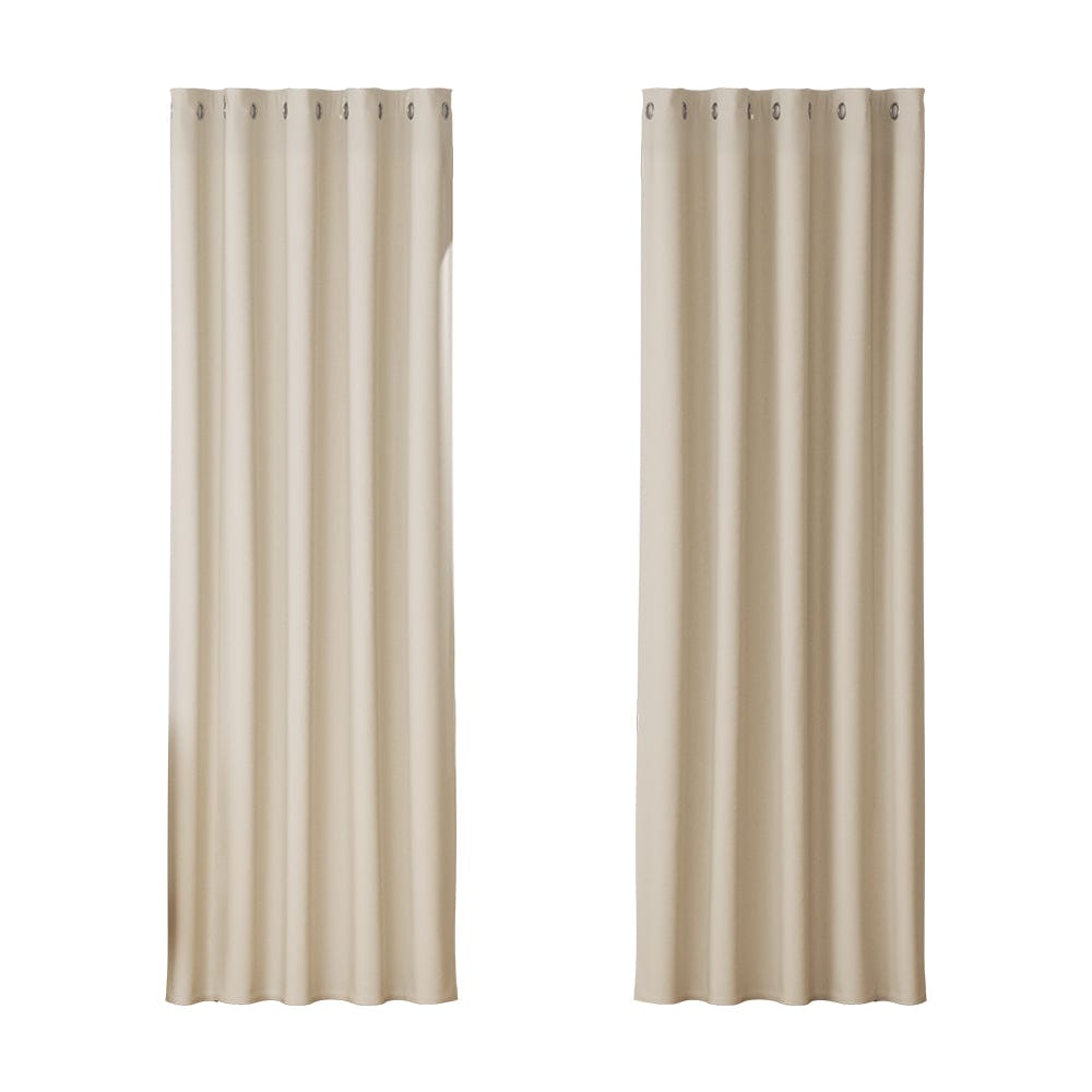 Artiss Home & Garden > Curtains > Curtains & Drapes Artiss 2X Blockout Curtains Eyelet 180x213cm Beige