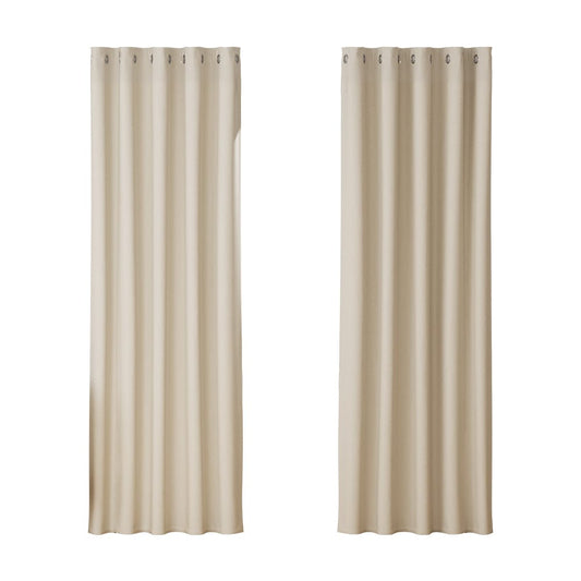 Artiss Home & Garden > Curtains > Curtains & Drapes Artiss 2X Blockout Curtains Eyelet 180x213cm Beige