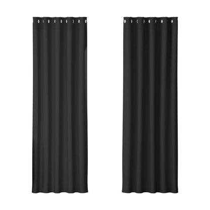 Artiss Home & Garden > Curtains > Curtains & Drapes Artiss 2X Blockout Curtains Eyelet 180x213cm Black