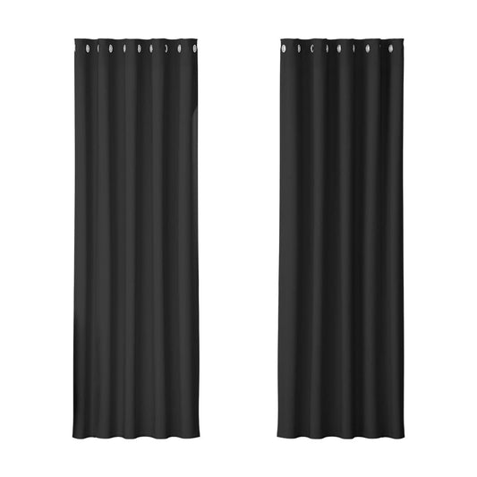 Artiss Home & Garden > Curtains > Curtains & Drapes Artiss 2X Blockout Curtains Eyelet 180x213cm Black
