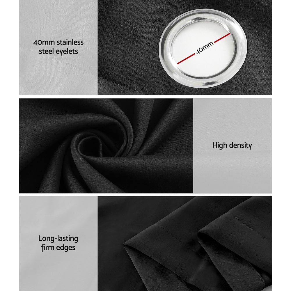 Artiss Home & Garden > Curtains > Curtains & Drapes Artiss 2X Blockout Curtains Eyelet 180x213cm Black