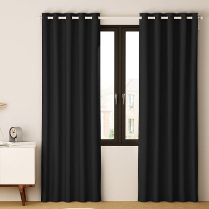 Artiss Home & Garden > Curtains > Curtains & Drapes Artiss 2X Blockout Curtains Eyelet 180x213cm Black
