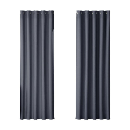 Artiss Home & Garden > Curtains > Curtains & Drapes Artiss 2X Blockout Curtains Eyelet 180x213cm Charcoal