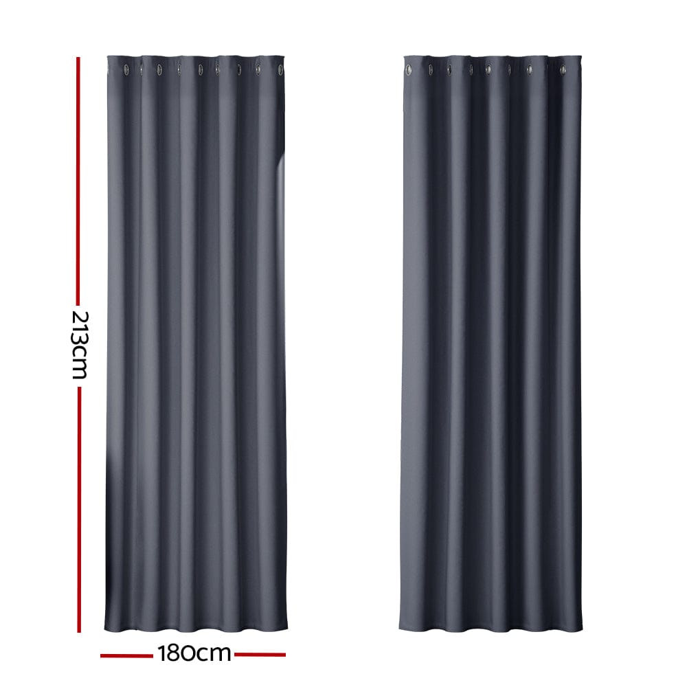 Artiss Home & Garden > Curtains > Curtains & Drapes Artiss 2X Blockout Curtains Eyelet 180x213cm Charcoal