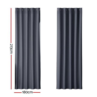 Artiss Home & Garden > Curtains > Curtains & Drapes Artiss 2X Blockout Curtains Eyelet 180x213cm Charcoal