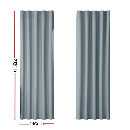 Artiss Home & Garden > Curtains > Curtains & Drapes Artiss 2X Blockout Curtains Eyelet 180x213cm Grey