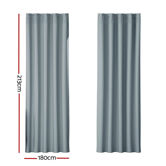 Artiss Home & Garden > Curtains > Curtains & Drapes Artiss 2X Blockout Curtains Eyelet 180x213cm Grey