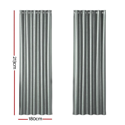 Artiss Home & Garden > Curtains > Curtains & Drapes Artiss 2X Blockout Curtains Eyelet 180x213cm Grey Shine