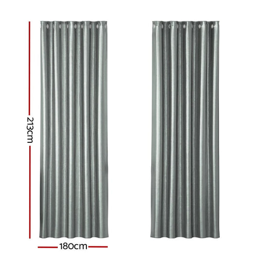 Artiss Home & Garden > Curtains > Curtains & Drapes Artiss 2X Blockout Curtains Eyelet 180x213cm Grey Shine