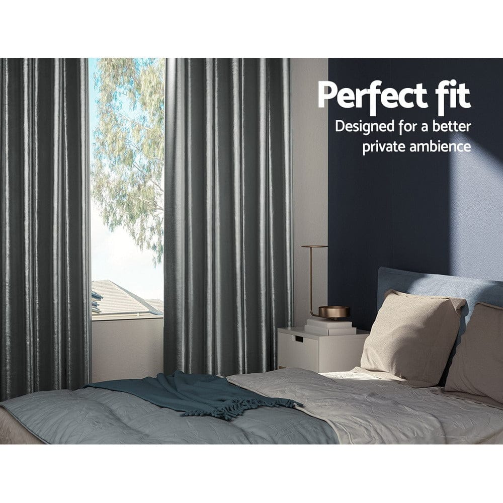 Artiss Home & Garden > Curtains > Curtains & Drapes Artiss 2X Blockout Curtains Eyelet 180x213cm Grey Shine