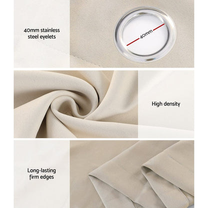 Artiss Home & Garden > Curtains > Curtains & Drapes Artiss 2X Blockout Curtains Eyelet 240x230cm Beige