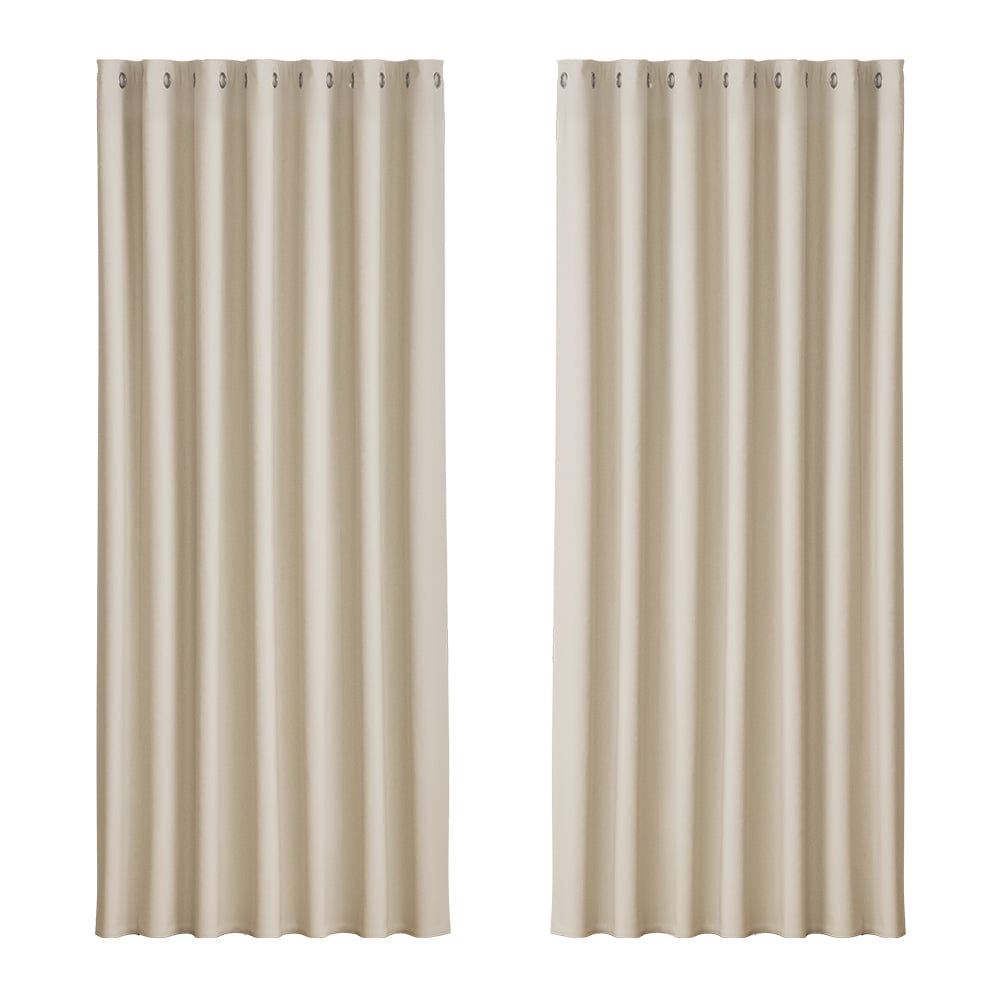 Artiss Home & Garden > Curtains > Curtains & Drapes Artiss 2X Blockout Curtains Eyelet 240x230cm Beige
