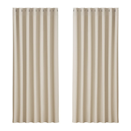 Artiss Home & Garden > Curtains > Curtains & Drapes Artiss 2X Blockout Curtains Eyelet 240x230cm Beige