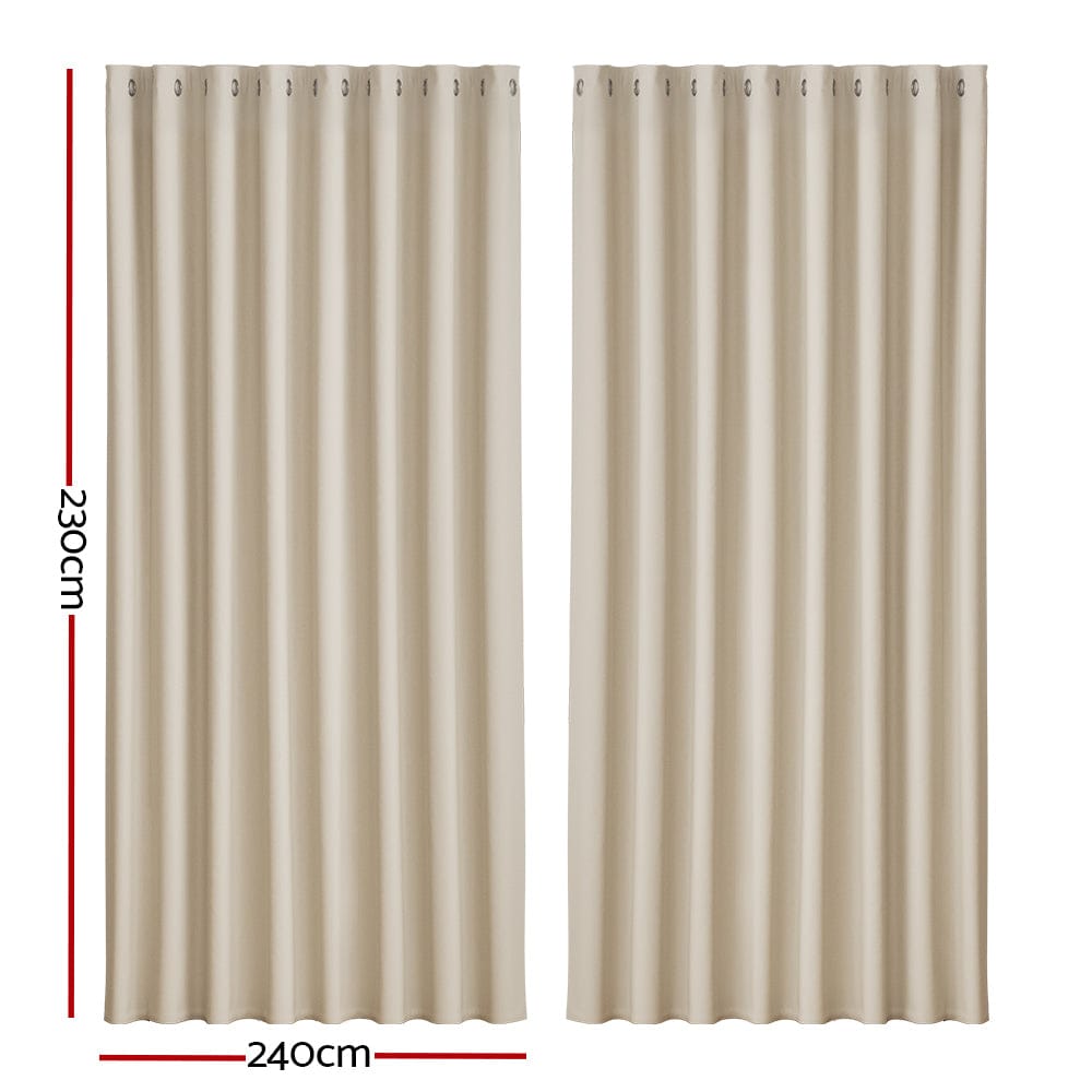 Artiss Home & Garden > Curtains > Curtains & Drapes Artiss 2X Blockout Curtains Eyelet 240x230cm Beige
