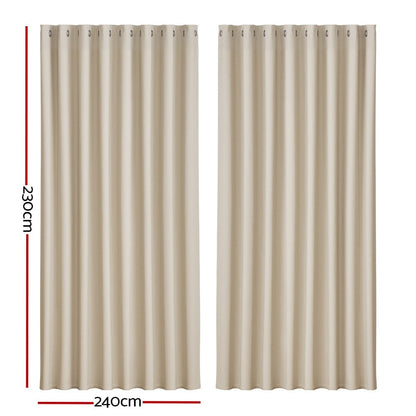 Artiss Home & Garden > Curtains > Curtains & Drapes Artiss 2X Blockout Curtains Eyelet 240x230cm Beige