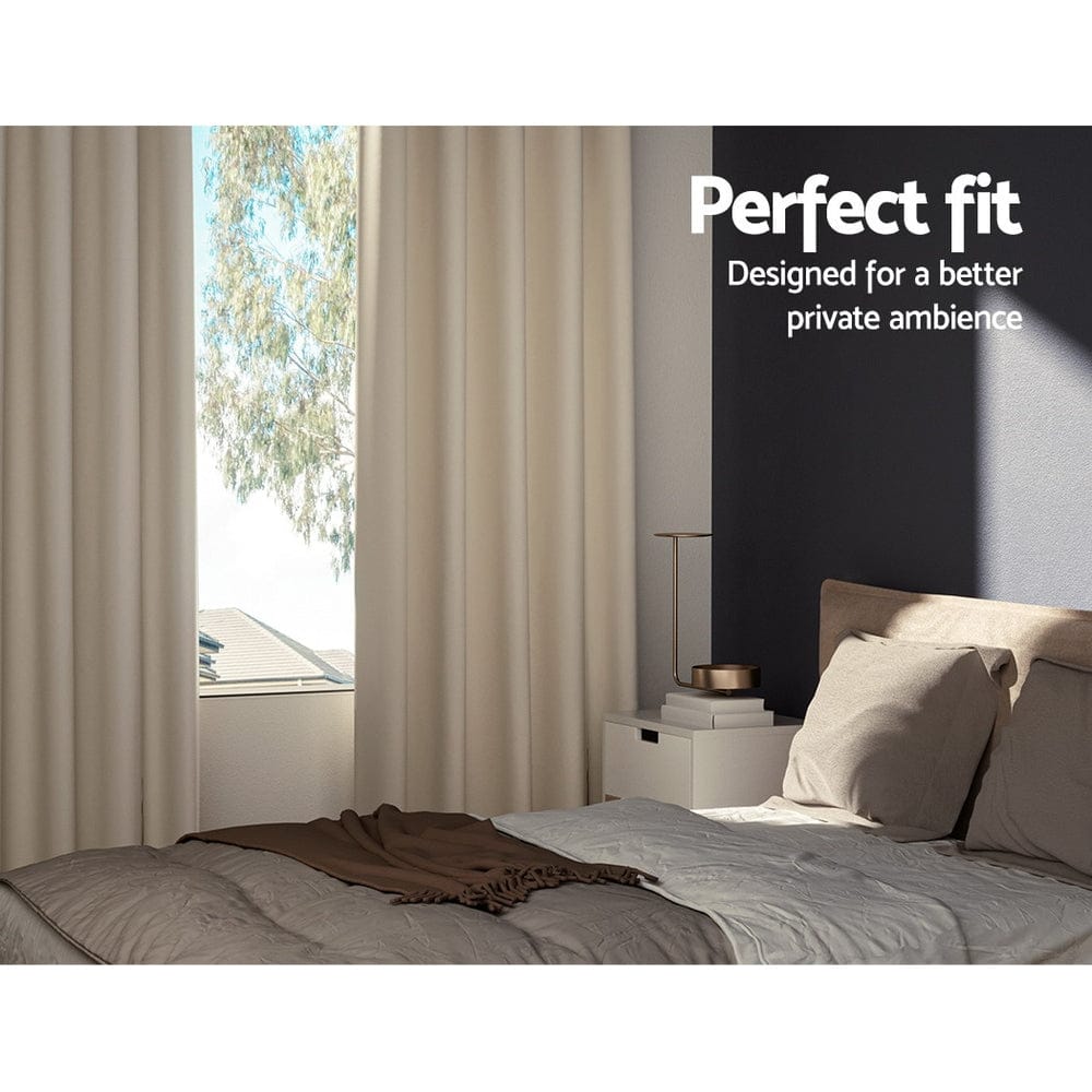 Artiss Home & Garden > Curtains > Curtains & Drapes Artiss 2X Blockout Curtains Eyelet 240x230cm Beige