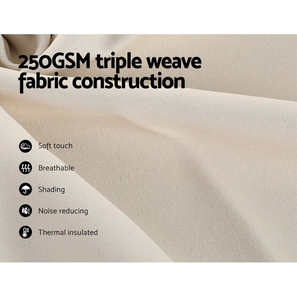 Artiss Home & Garden > Curtains > Curtains & Drapes Artiss 2X Blockout Curtains Eyelet 240x230cm Beige