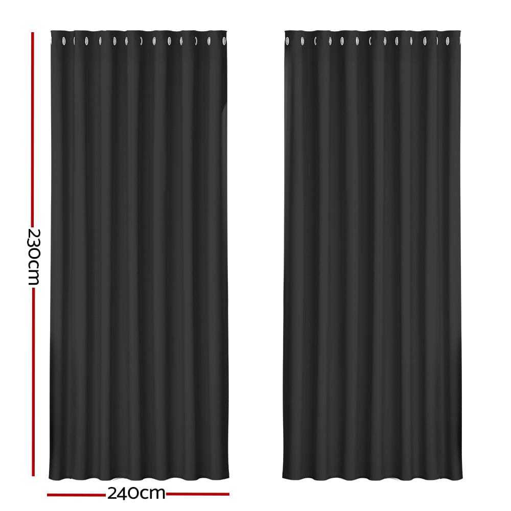 Artiss Home & Garden > Curtains > Curtains & Drapes Artiss 2X Blockout Curtains Eyelet 240x230cm Black