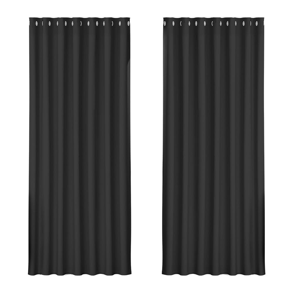 Artiss Home & Garden > Curtains > Curtains & Drapes Artiss 2X Blockout Curtains Eyelet 240x230cm Black
