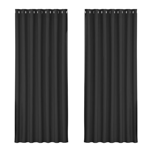 Artiss Home & Garden > Curtains > Curtains & Drapes Artiss 2X Blockout Curtains Eyelet 240x230cm Black