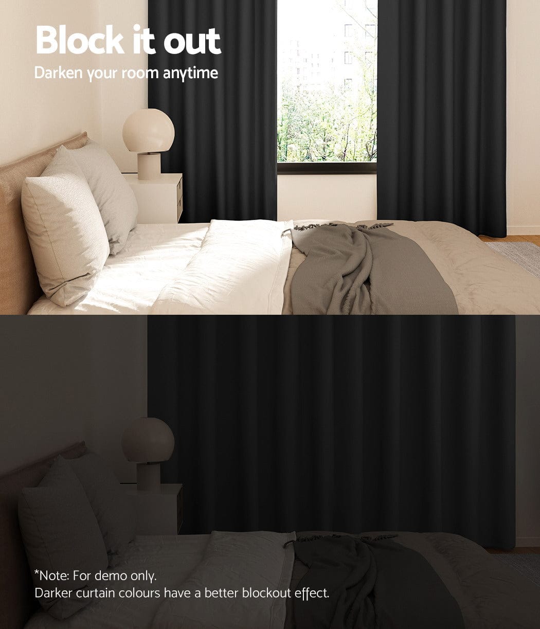 Artiss Home & Garden > Curtains > Curtains & Drapes Artiss 2X Blockout Curtains Eyelet 240x230cm Black
