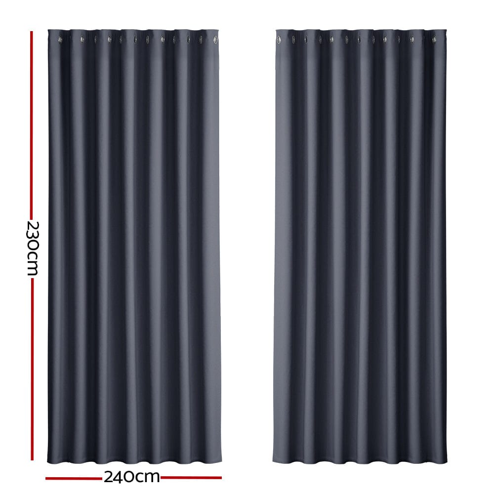 Artiss Home & Garden > Curtains > Curtains & Drapes Artiss 2X Blockout Curtains Eyelet 240x230cm Charcoal