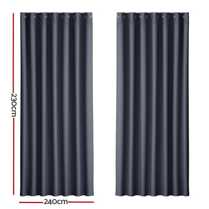 Artiss Home & Garden > Curtains > Curtains & Drapes Artiss 2X Blockout Curtains Eyelet 240x230cm Charcoal