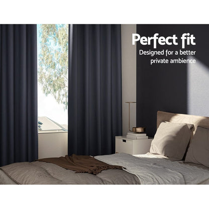 Artiss Home & Garden > Curtains > Curtains & Drapes Artiss 2X Blockout Curtains Eyelet 240x230cm Charcoal
