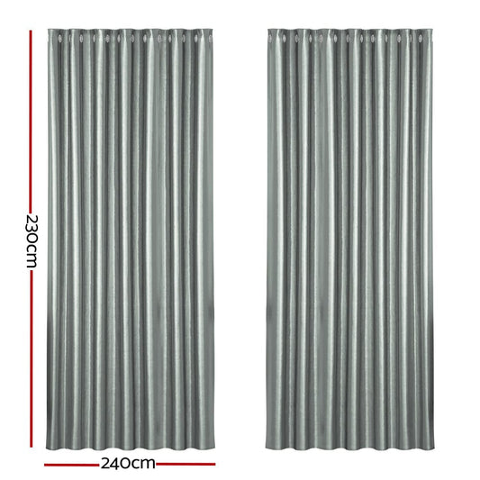 Artiss Home & Garden > Curtains > Curtains & Drapes Artiss 2X Blockout Curtains Eyelet 240x230cm Grey Shine