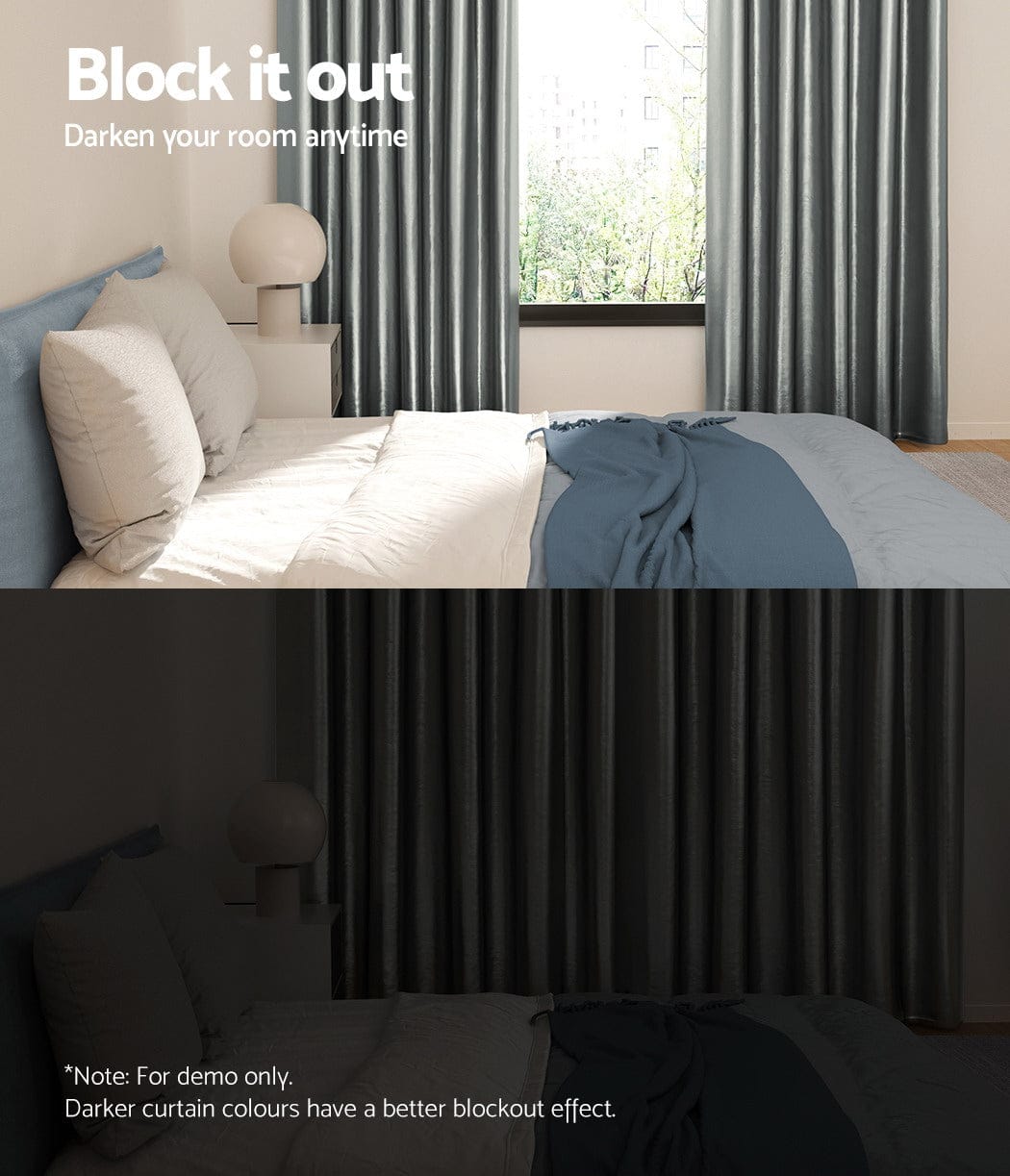 Artiss Home & Garden > Curtains > Curtains & Drapes Artiss 2X Blockout Curtains Eyelet 240x230cm Grey Shine