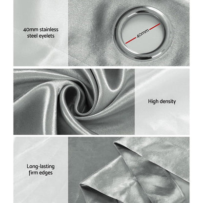 Artiss Home & Garden > Curtains > Curtains & Drapes Artiss 2X Blockout Curtains Eyelet 240x230cm Grey Shine