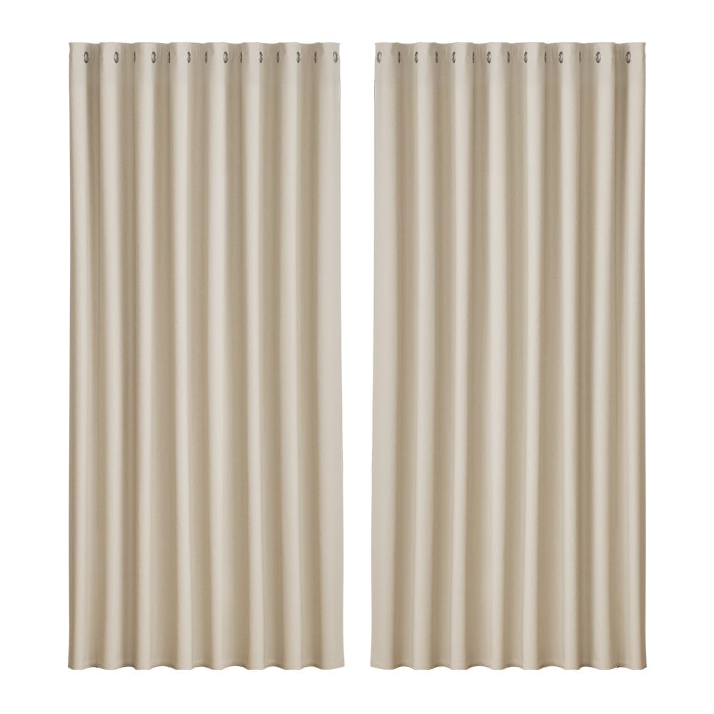 Artiss Home & Garden > Curtains > Curtains & Drapes Artiss 2X Blockout Curtains Eyelet 300x230cm Beige