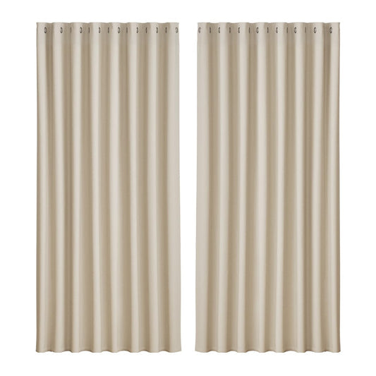 Artiss Home & Garden > Curtains > Curtains & Drapes Artiss 2X Blockout Curtains Eyelet 300x230cm Beige
