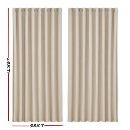 Artiss Home & Garden > Curtains > Curtains & Drapes Artiss 2X Blockout Curtains Eyelet 300x230cm Beige